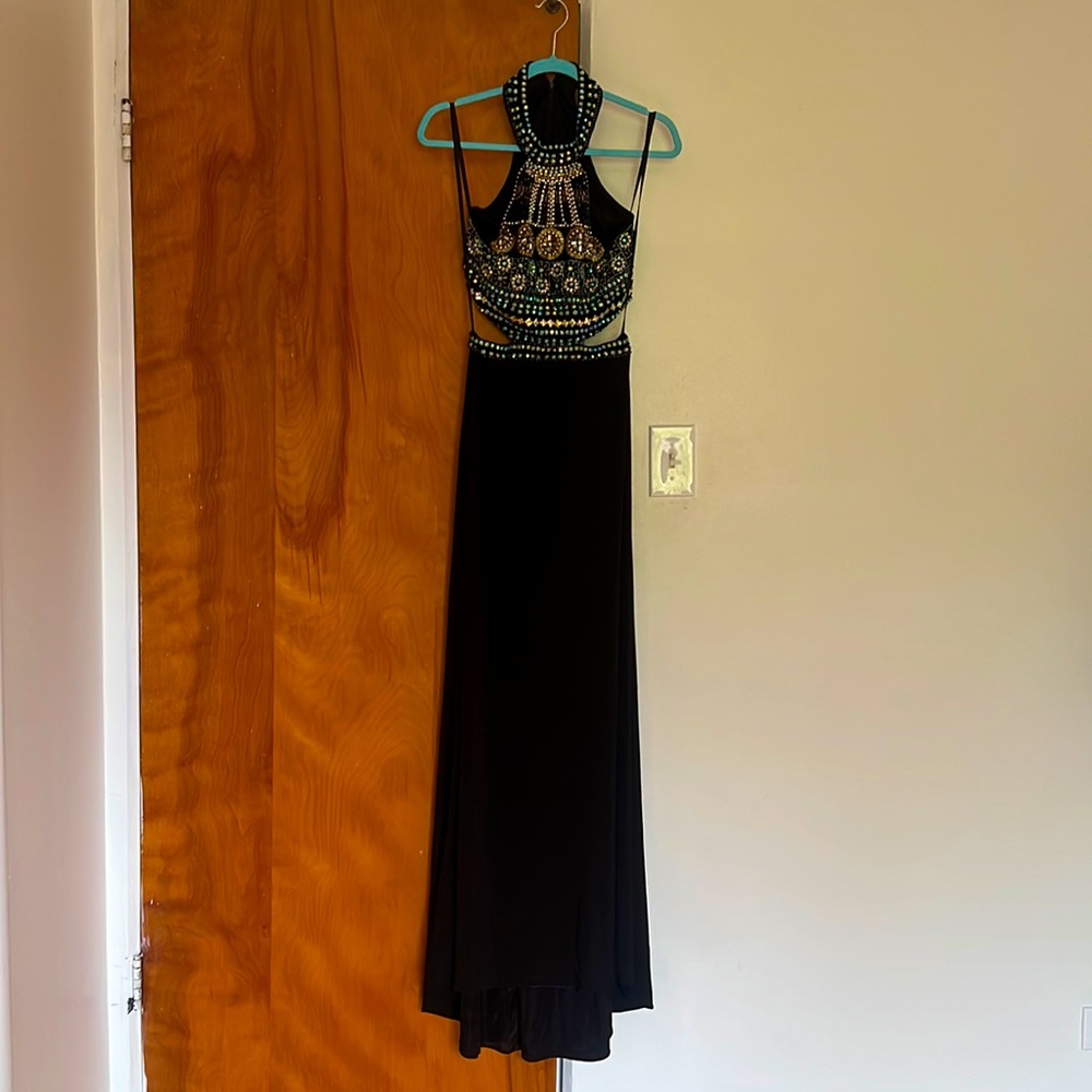 Carryall Doll Beaded Long Black Dress Size 3 NWOT